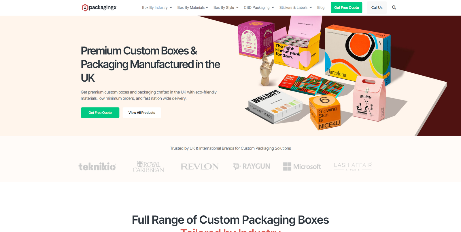 PackagingX website homepage screenshot