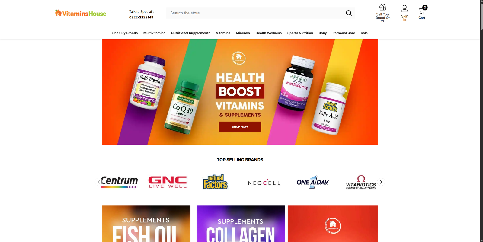 Vitamins House website screenshot